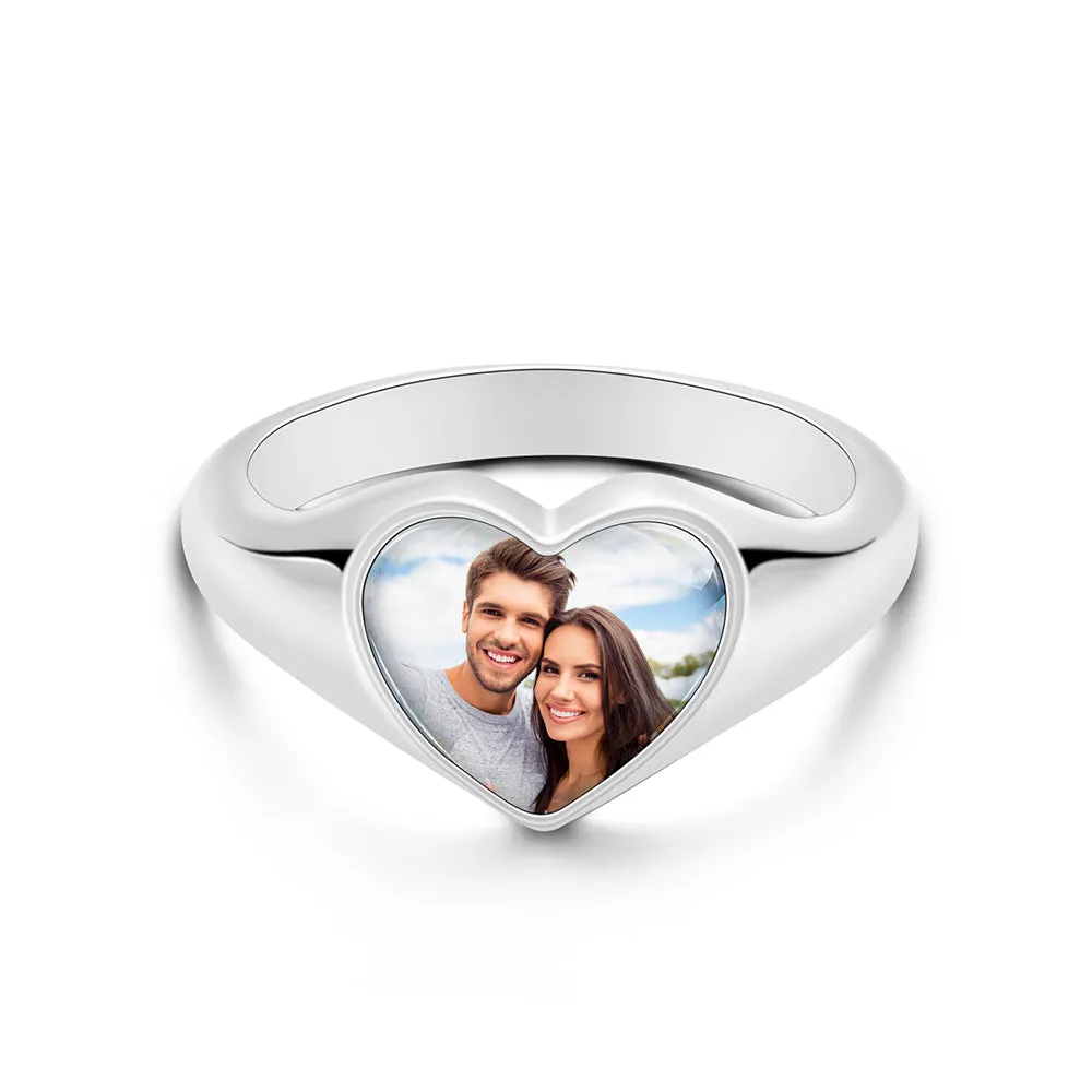 Customized Heart-Shaped Photo Ring – Unique Personalized Jewelry Gift for Her