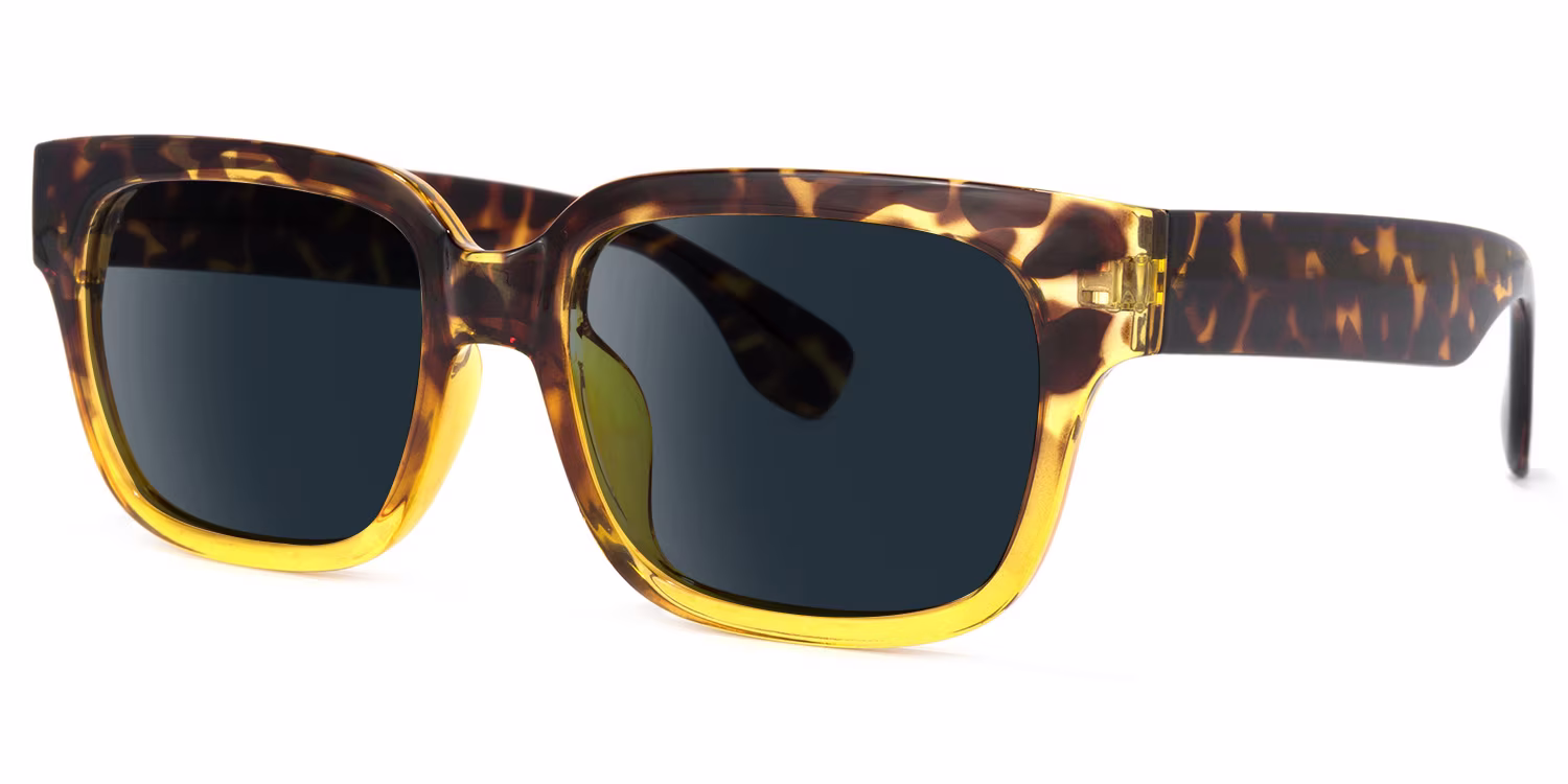 Elegant Tortoise Rectangle Sunglasses with Two-Tone Frame