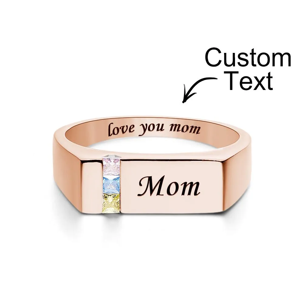 Affordable Custom Text Birthstone Ring – Rose Gold Plated Alloy