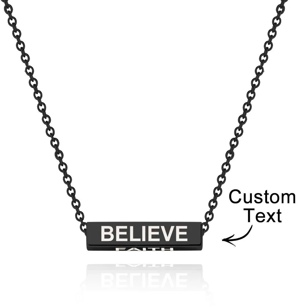 Elegant Custom Engraved Rectangular Necklace – Simple Four-Sided Lettering Fashion Gift