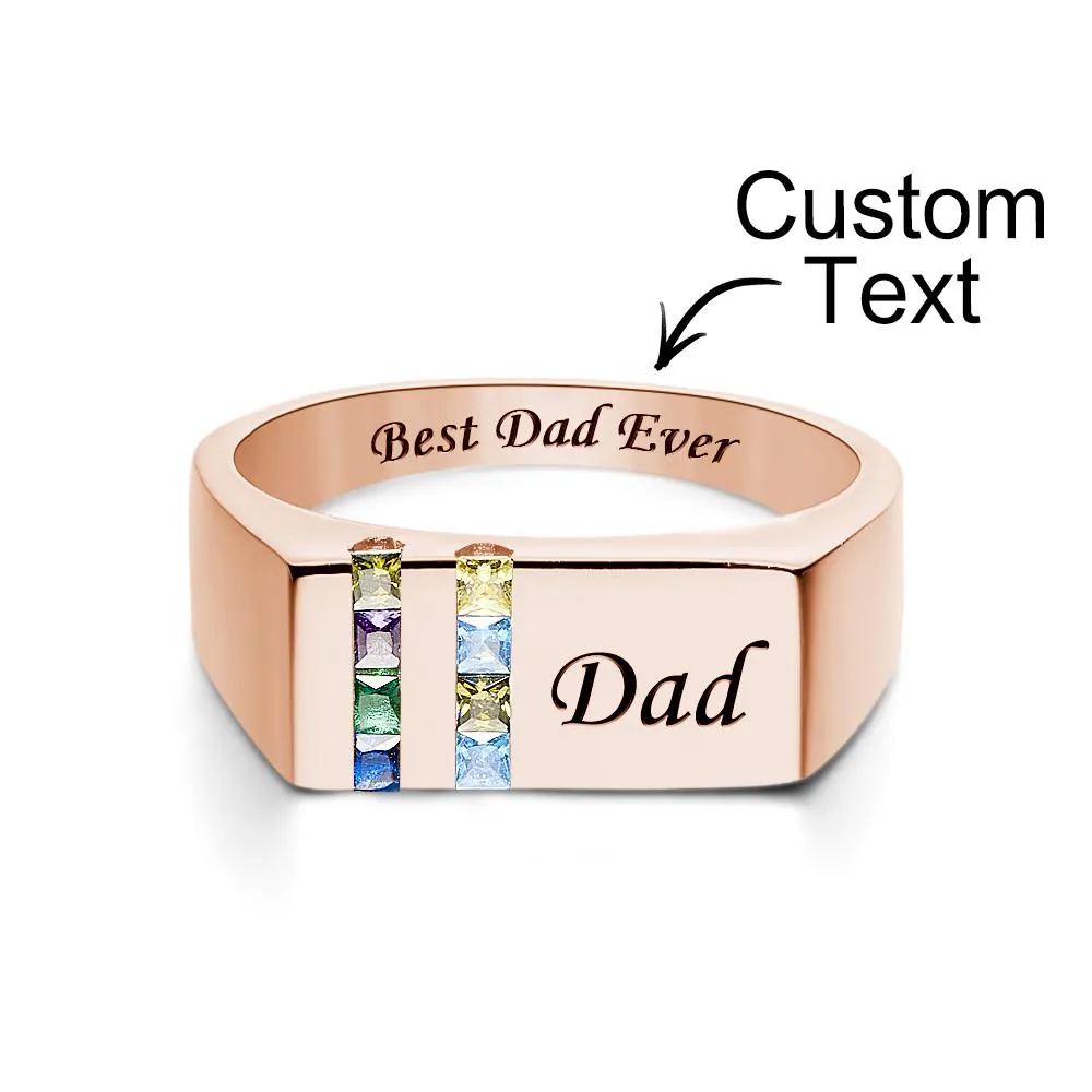 Affordable Custom Text Birthstone Ring – Rose Gold Plated Alloy